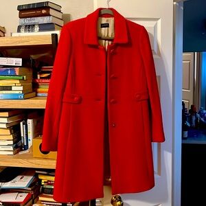 J Crew red satin lined peacoat size 6.
